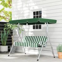 Outsunny Dondolo da giardino 3 posti con tetto inclinabile, 170x110x153 cm, Verde(m-2)