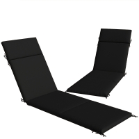 Outsunny Set 2 Außenstuhlkissen mit 6 Befestigungsbändern für Sonnenliegen Garten Terrasse, 183x54x6.5 cm, UV30+, Schwarz und Weiß
