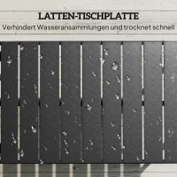 Outsunny Outdoor Salontafel, Weerbestendige Rechthoekige Metalen Tuintafel met Lamellen Tafelblad voor Buiten(m-5)