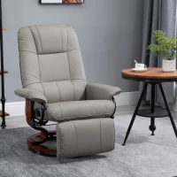 HOMCOM Reclining Swivel Chair, with Footrest - Grey(m-13)