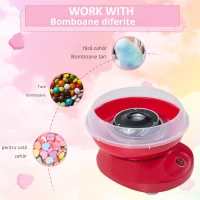 HOMCOM Aparat pentru Vată de Zahăr 450W din PP, Inox și Aluminiu 27x26x18 Roșu(m-4)