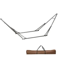 Outsunny suport hamac 2-în-1, rezistent la intemperii, suport pentru rufe, 290 cm x 92 cm x 88 cm, Negru(m-7)