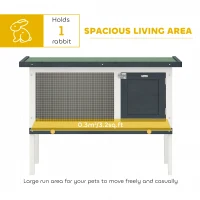 PawHut Wooden Rabbit Hutch Guinea Pig Hutch Bunny Cage Small Animal Habitat Openable Asphalt Roof for Outdoor Use 90 x 45 x 65 cm(m-4)