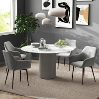 HOMCOM Set 2 Sillas de Comedor Nórdicas Acolchadas con Reposabrazos Curvados en Tejido Efecto Terciopelo, 54x57x80 cm, Gris oscuro(m-6)