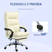 Vinsetto Sedia Ufficio Ergonomica Sedia Scrivania Reclinabile, Poggiapiedi, Beige(m-6)