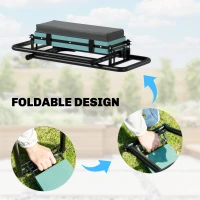 Outsunny Klapp-Gartenhocker mit EVA-Schaumpolster Gartensitz mit Werkzeugtasche Dunkelgrau(m-4)