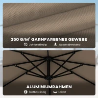 Outsunny Alu Ampelschirm 2,8 x 2,8 cm 360° drehbar neigbar Sonnenschirm mit Kurbel Ständer Abdeckung, Höhenverstellbar(m-5)