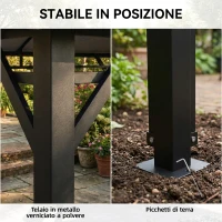 Outsunny Gazebo da Giardino 4x3 m con Tende Laterali, Doppio Tetto, Fori di Drenaggio, Grigio Scuro(m-7)
