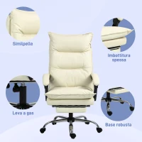 Vinsetto Sedia Ufficio Ergonomica Sedia Scrivania Reclinabile, Poggiapiedi, Beige(m-7)