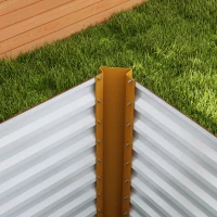 Outsunny Set paturi înălțate 2 buc., jardiniere, extra adânci, metal, 120 x 60 x 60 cm Maro(m-5)