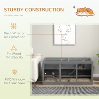 PawHut Wooden Hamster Cage, Small Animals Hutch with Tray, Openable Top, Exercise Play House Pen, 115L x 57W x 55Hcm, Grey(m-5)