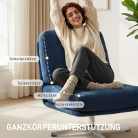 HOMCOM Drehbarer Akzentstuhl, gepolsterter Lesesessel mit Chenille, breitem Sitz, Federkissen und Metallbeinen, Dunkelblau(m-8)
