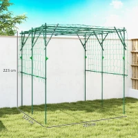 Outsunny Grilaj din oțel de introdus rezistent la rugină suport pentru plante cățărătoare spalier 223 x 223 x 223 cm arcadă pentru trandafiri Verde(m-3)