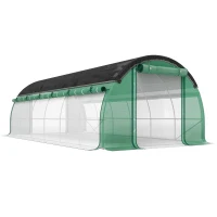 Outsunny Seră tip tunel 6 x 3 x 2 m cu plasă de protecție solară, pereți laterali rulabili, învelitoare din plastic, cadru din oțel, verde(m-1)