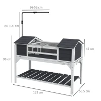PawHut Casă pentru țestoase terestre de exterior incintă pentru țestoase 2 ascunzători suport de lampă reglabil lemn masiv 122 x 56,5 x 93 cm gri(m-3)