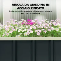 Outsunny Letto per Orto Rialzato con Fondo Aperto e Bordi Piegati in Acciaio, 136x52x31 cm, Grigio Scuro(m-6)