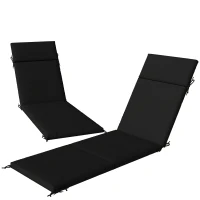 Outsunny Lot de 2 coussins pour chaises d'extérieur avec 6 attaches de fixation pour chaises longues bain de soleil jardin patio, 183x54x6.5 cm, UV30+, Noir et Blanc(m-1)