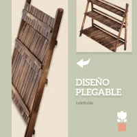 Outsunny Soporte para Plantas de Madera de 3 Niveles para Interior y Exterior Terraza Jardín 100x37x93 cm Carbonizado(m-6)