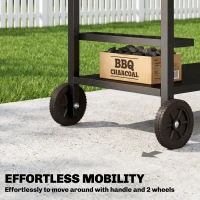 Outsunny Wózek kuchenny na kółkach, stolik serwisowy z haczykami, uchwyt na napoje, metalowy, 97 x 51 x 83 cm Czarny+Brązowy(m-7)