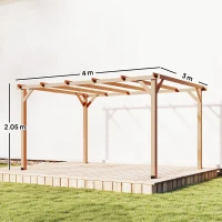 Outsunny 4 x 3 m Wooden Pergola Kit, Garden Pergola Gazebo Grape Trellis with Triangle Supports, 6 Beams, Maple Wood-effect(m-3)