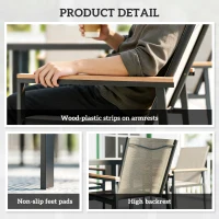 Outsunny Seven-Piece Metal Garden Dining Set, with Glass-Top Table - Khaki(m-7)