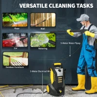 Outsunny Idropulitrice 1800 W con pressione 135 bar e tubo da 5 m, ugello regolabile e maniglie(m-5)