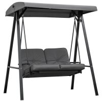 Outsunny Balansoar de Grădină 2 Locuri cu Acoperiș Reglabil și Perne, 144x117x173 cm, Gri Închis