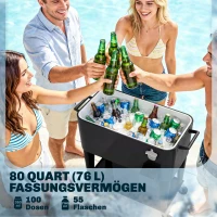 Outsunny Kühlwagen mit Ablage, Abfluss, Rollen und schwarzem Design(m-4)