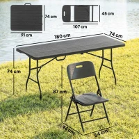 Outsunny 5-teiliges klappbares Camping-Set Klapptisch mit Stühlen Wasserdichte HDPE-Platte und Metallrahmen(m-3)