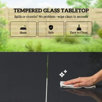 Outsunny Zestaw Mebli Ogrodowych 150 x 80cm Stół Szklany z 6 Oddychającymi Krzesłami Dekoracyjne Podłokietniki Czarny(m-7)