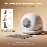 PawHut Caixa de Areia Autolimpante 72 L Extra Grande Controlo por APP Purificação de Odores e Ruído Sensores de Segurança Tapete(m-3)