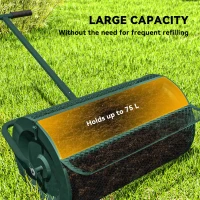 Outsunny Compost Spreader, 24" Peat Moss Spreader with Height Adjustable T Shaped Handle and Metal Mesh Basket, Garden Spreader for Seeding, Spreading Manure, Green(m-4)