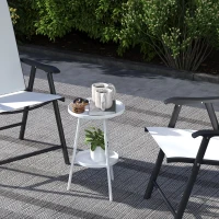 Outsunny Two-Tier Metal Garden Table - White(m-8)