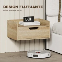 HOMCOM Conjunto de 2 Mesas de Cabeceira Suspensas com 1 Gaveta para Quarto 40x30x19,5 cm Madeira(m-5)