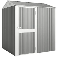 Outsunny Casetta da Giardino Alta in Acciaio da 3.51m² con Prese d'Aria e Porta Bloccabile, 209x177x236 cm, Argento(m-1)