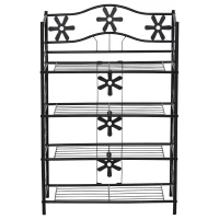 HOMCOM plantenrek bloemenrek plantenstandaard plantenetagere metaal 4 niveaus zwart(m-12)