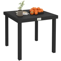 Outsunny 78 cm Garden Dining Table for 4 People, Square Outdoor Coffee End Side Table with Aluminium Legs, Black(m-10)