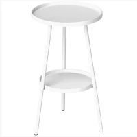 Outsunny Two-Tier Metal Garden Table - White(m-1)