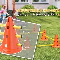 PawHut Dog Agility Equipment Set of Eight Cones, Eight Poles w/ Carry Bag, Four-Piece Adjustable Height Jumping Obstacles(m-6)