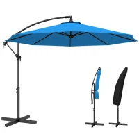 Outsunny 3(m) Offset Cantilever Parasol, with Cross Base - Blue(m-10)