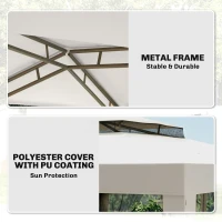 Outsunny 3 x 3 m Gazebo, Netting Party Tent, Patio Canopy Outdoor Event Shelter with Double Tier Roof, Cream White(m-5)