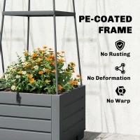 Outsunny 2 Pack Raised Garden Bed with Trellis, Plastic Outdoor Planter Box with Removable Drainage Tray(m-6)