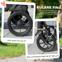 PawHut Cărucior Pliabil pentru Câini de Talie Mare cu Roți Detașabile, Pernă și Lese de Siguranță, 124x67x100 cm, Gri(m-6)