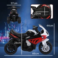 HOMCOM Elektrische kindermotor motorfiets driewieler kindervoertuig licentie van BMW 18-36 maanden(m-3)