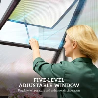 Outsunny Polycarbonate Greenhouse with Swing Door and Adjustable Window, Walk-in Greenhouse, 5.5 x 2ft, Black(m-7)