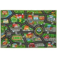 AIYAPLAY Alfombra Infantil Carretera de Ciudad 200x150 cm Alfombra Educativa Antideslizante para Gateo y Jugar con Coches
