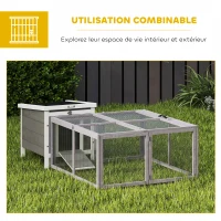 PawHut Conejera Exterior Plegable, Casa para Cobayas con Techo Abatible, para 3 Conejos, Gallinas o Patos, 110 x 105 x 50 cm(m-5)