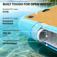 Outsunny Nadmuchiwany Dock Pływający Dock 2,4x1,8m Nadmuchiwany Pływająca Platforma 4-6 Osób z Antypoślizgową Powierzchnią Drabinka(m-4)