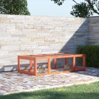 PawHut Konijnenhok konijnenkooi met buitenverblijf kleine dierenhok massief hout oranje(m-12)