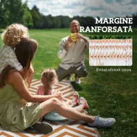 Outsunny Covor de Exterior pentru Balcon și Terasă, Rezistent la Raze UV, 182x274 cm, Maro și Alb(m-8)